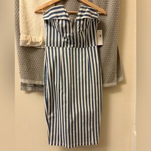 Blue and White Striped Dress